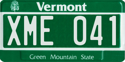 VT license plate XME041
