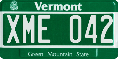 VT license plate XME042