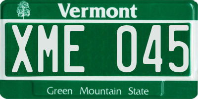 VT license plate XME045