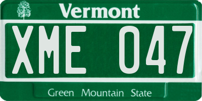 VT license plate XME047