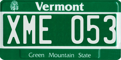 VT license plate XME053