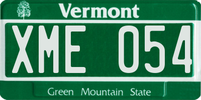 VT license plate XME054