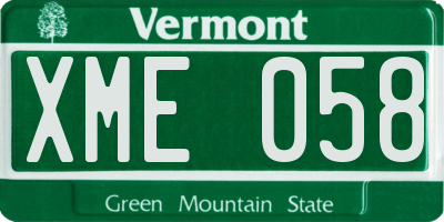 VT license plate XME058