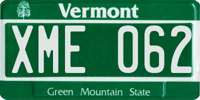 VT license plate XME062