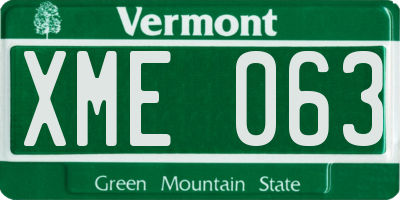 VT license plate XME063