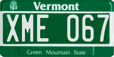 VT license plate XME067