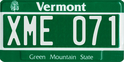 VT license plate XME071