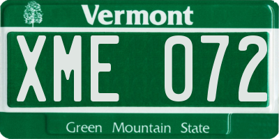 VT license plate XME072
