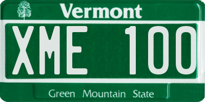 VT license plate XME100