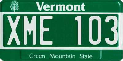 VT license plate XME103