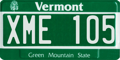 VT license plate XME105