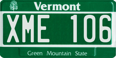 VT license plate XME106