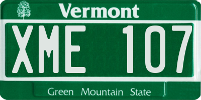 VT license plate XME107