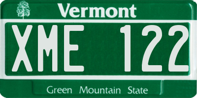 VT license plate XME122