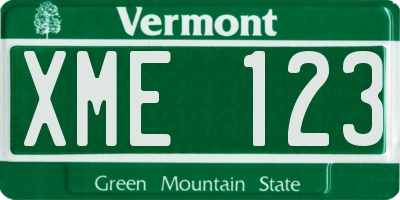 VT license plate XME123