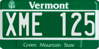 VT license plate XME125