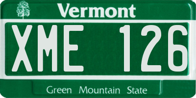 VT license plate XME126