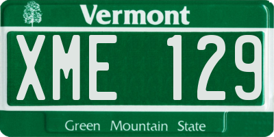 VT license plate XME129