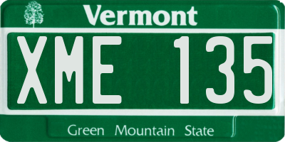 VT license plate XME135