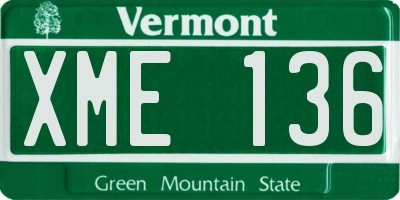 VT license plate XME136