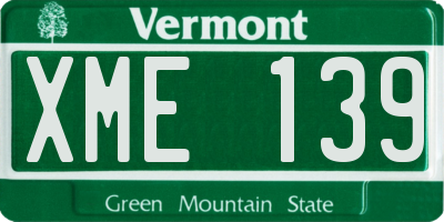VT license plate XME139