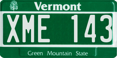 VT license plate XME143