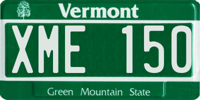 VT license plate XME150