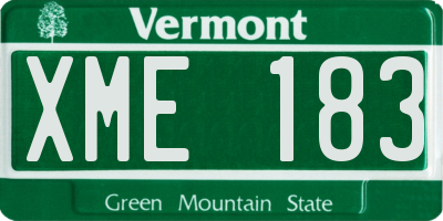 VT license plate XME183