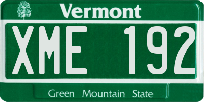 VT license plate XME192