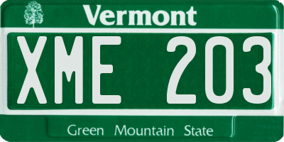 VT license plate XME203