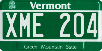 VT license plate XME204