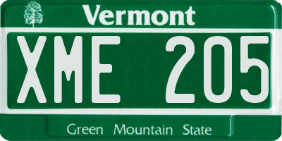 VT license plate XME205