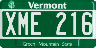 VT license plate XME216