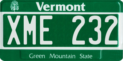 VT license plate XME232