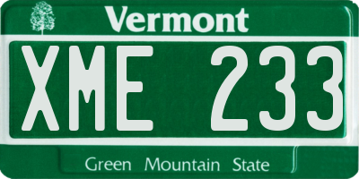 VT license plate XME233