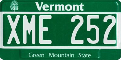 VT license plate XME252