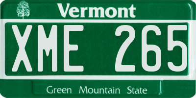 VT license plate XME265