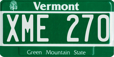 VT license plate XME270