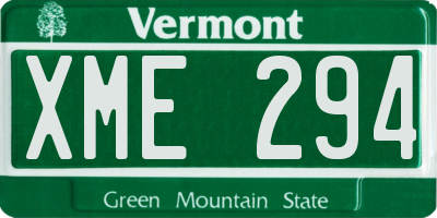VT license plate XME294