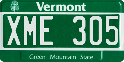 VT license plate XME305