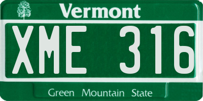 VT license plate XME316