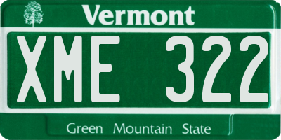 VT license plate XME322