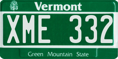 VT license plate XME332