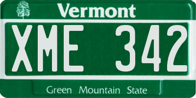 VT license plate XME342