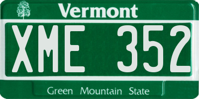 VT license plate XME352