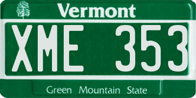 VT license plate XME353