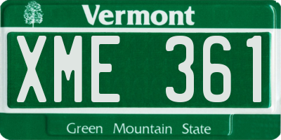 VT license plate XME361