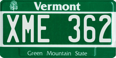 VT license plate XME362