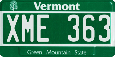 VT license plate XME363