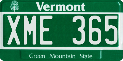 VT license plate XME365